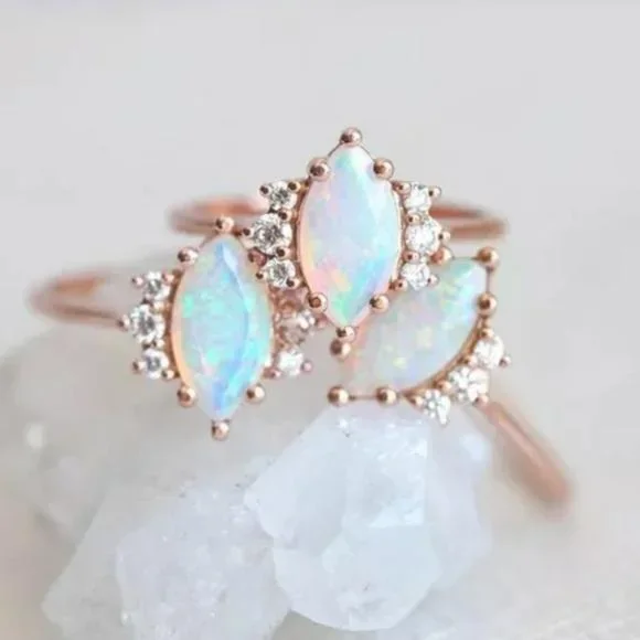 NEW 18K ROSE GOLD OPAL RING, CUTE RING, SHINY RING. - Picture 6 of 6